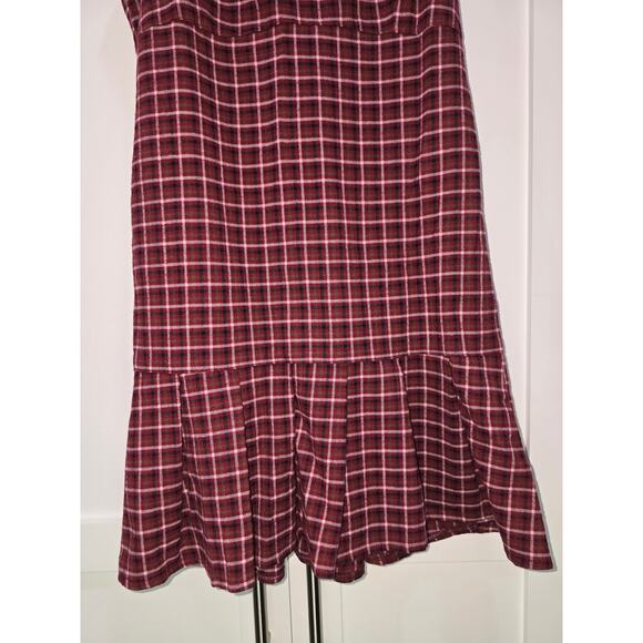 Hollister Burgundy Plaid Ruffle Hem Dress – Size M - Picture 4 of 15